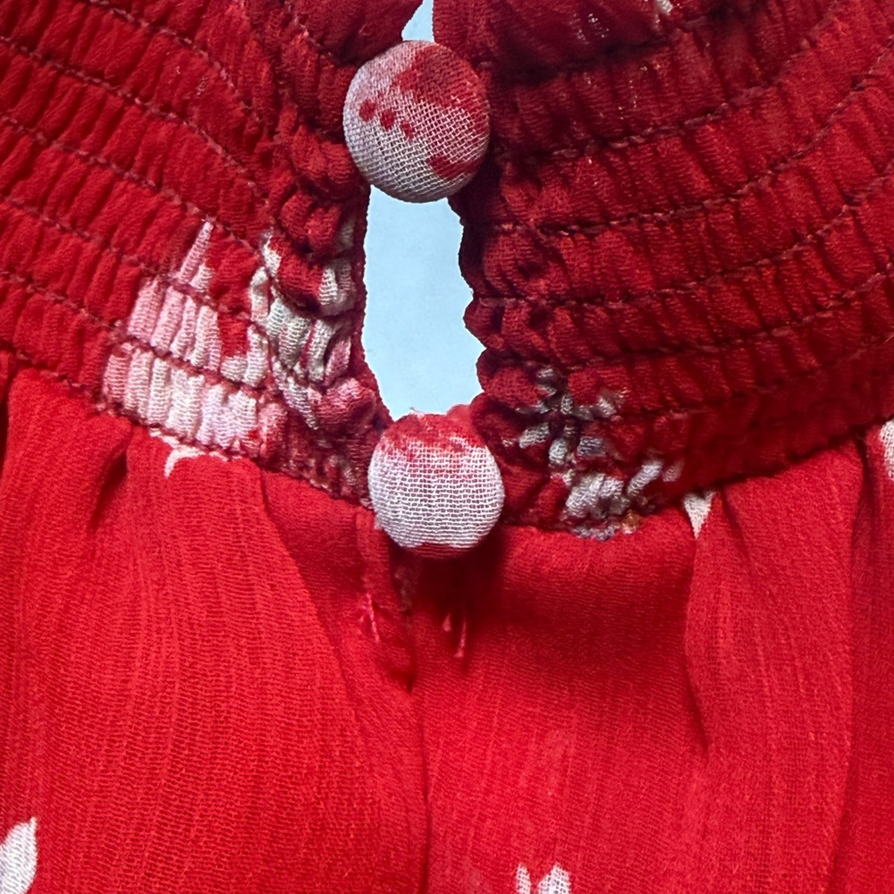 MSK Red Floral Tiered Sleeveless Dress - Picture 5 of 6